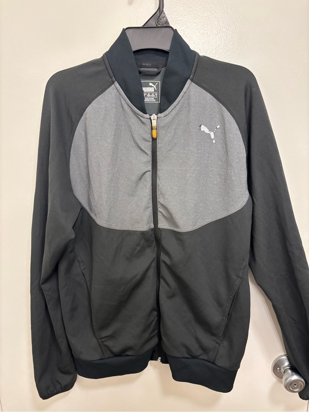 Puma Men's Black and Gray Zip-Up Track Jacket